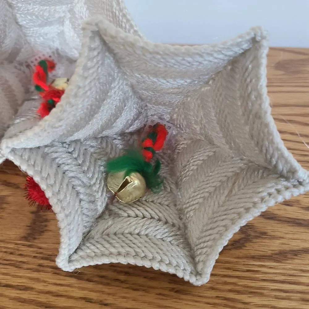 Vintage Plastic Canvas Silver Bells Holiday Hang-Up Mobile Ornament Decoration